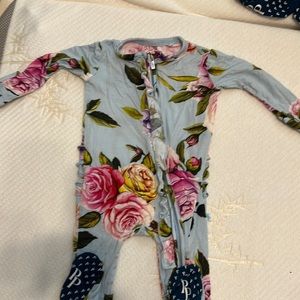 EUC Authentic Posh Peanut ruffled zip up footie
